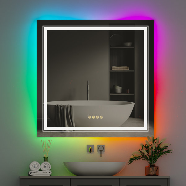 Ivy Bronx Backlit Front Lighted Rgb Led Bathroom Mirror 1830X900Mm